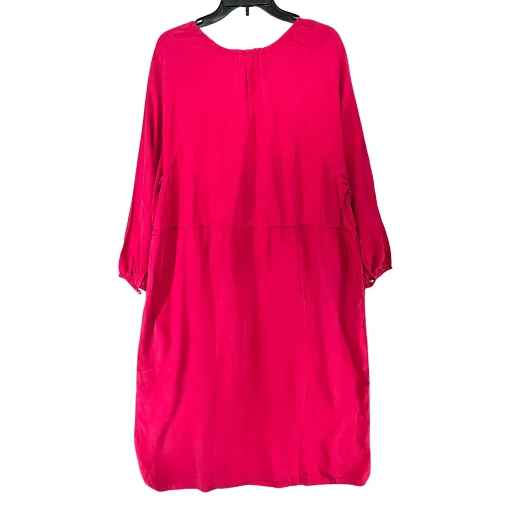 Everlane Tencel Gathered Maxi Dress L Pink Button Modest Oversized Quiet Luxury‎